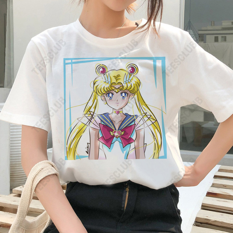 Sailor Moon Tshirt Top日本动漫美少女战士周边印花男女短袖T恤-图0