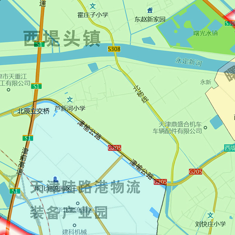 北辰区行政折叠地图1.15m客厅装饰画餐厅高清贴画天津市现货包邮