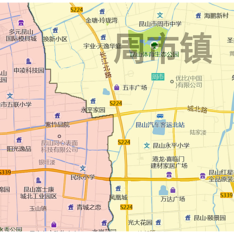 昆山市地图1.15m江苏省苏州市折叠版学生成人书房装饰画地图墙贴 - 图2