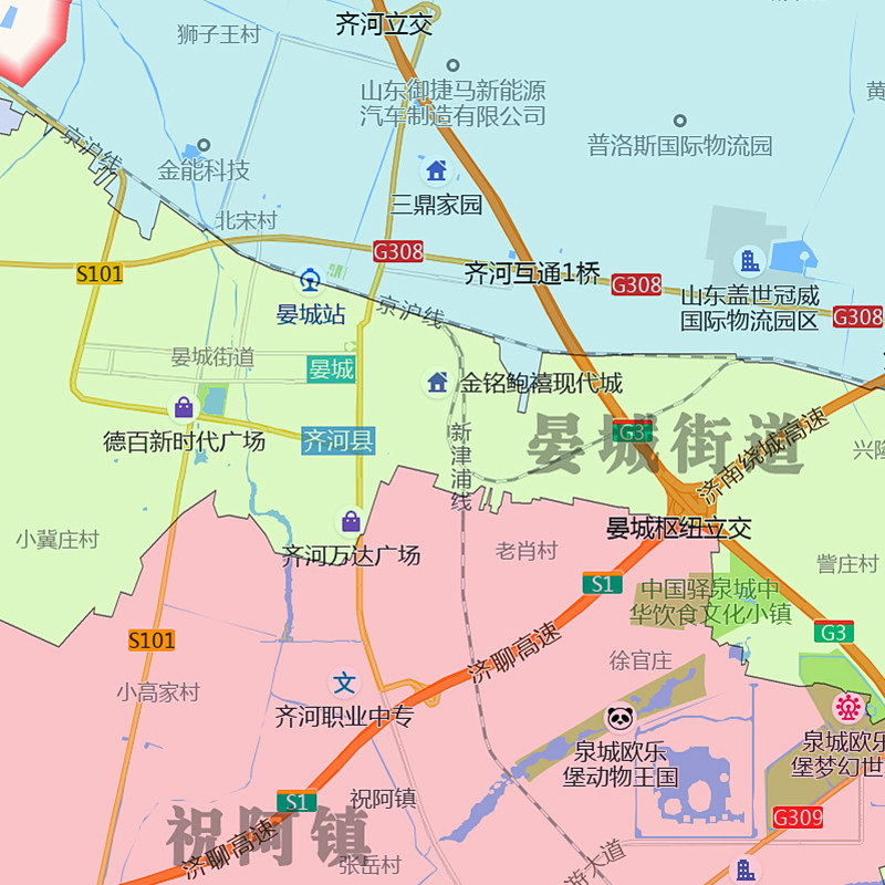 齐河县折叠地图1.15m装饰画墙贴新款现货山东省德州市区域划分