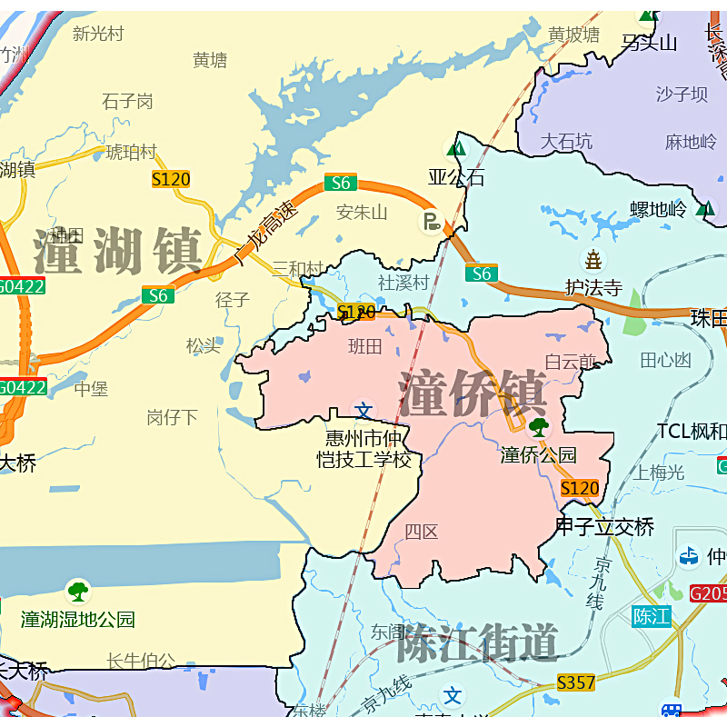 惠城区地图1.15m广东省惠州市折叠款高清装饰画餐厅贴画 - 图1