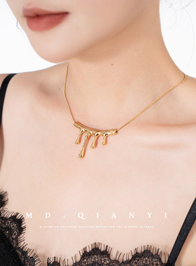 【MD千亿】欧美潮流简约金属骨蛇骨项链毛衣链