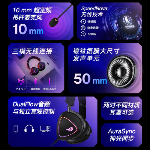 ROG棱镜头戴式游戏电竞耳机有线耳麦精英版棱镜2虚拟7.1音效华硕 - 图0
