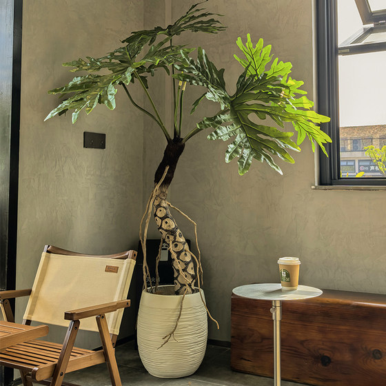 Simulated green plant, fake tree, large dragon scale spring taro potted plant