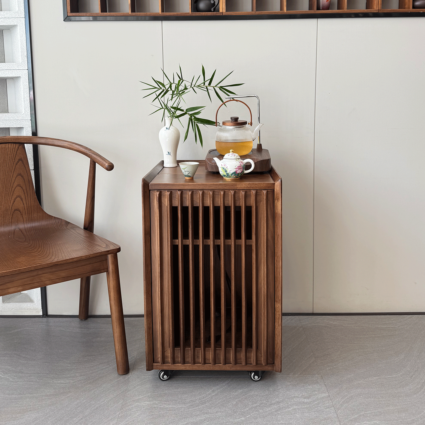 北欧全实木茶水柜烧水壶一体储茶柜办公室茶桌客厅阳台边柜茶水台,淘宝优惠券,粉丝福利购,淘宝优惠卷