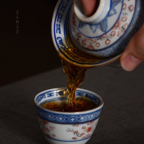 中国美術 景德鎭 青華染付 鳳紋樣茶椀 茶碗 3客 景德古窑 景德镇陶瓷茶具老厂货80年代青花玲珑斗彩三才盖碗单个敬茶碗大号_虎窝淘