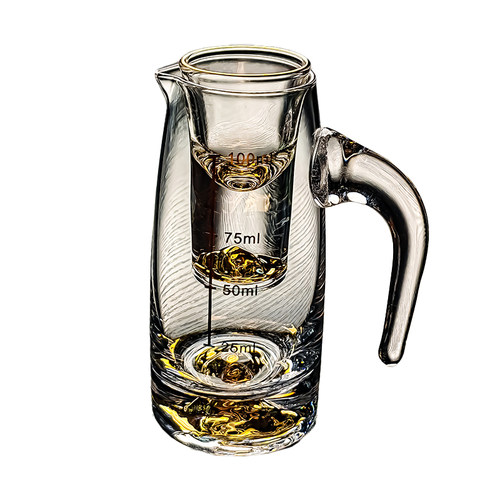 水晶玻璃金山壶小酒杯加厚子弹杯子白酒杯分酒器家用一壶一杯酒具 - 图3