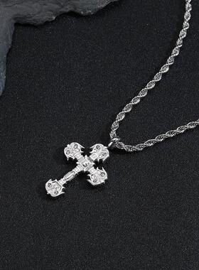 十字架锆石吊坠个性男士项链