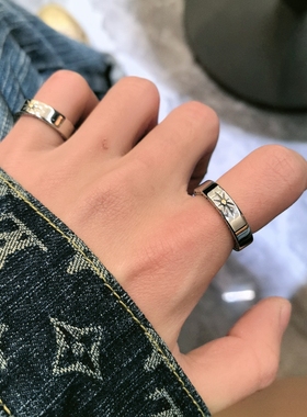 简约光面金珠太阳图腾戒指男