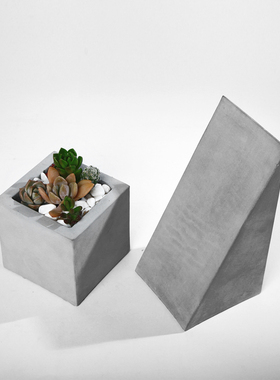 水泥拍摄摆设花盆工业几何风书档