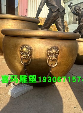 纯铜大缸定制庭院铜水缸定做厂家故宫门海铁缸铸铁鱼缸养花莲花缸