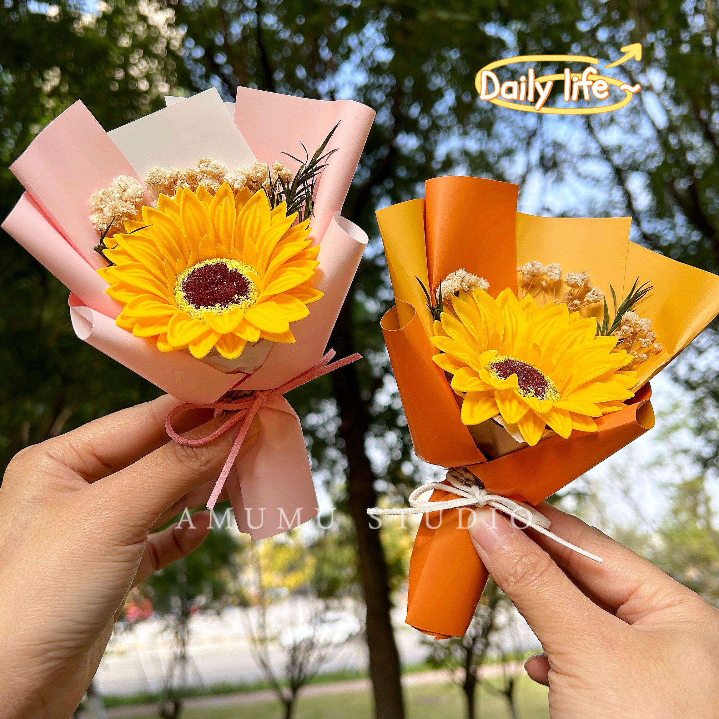 乌梅子酱仿真永生玫瑰向日葵迷你花束见面伴手送女生日情人节礼物