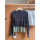J2 Korean style hot girl style lace fake two-piece long-sleeved sweater women's slim slim pure wish lace-up fashionable top