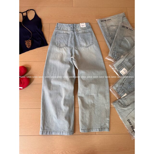 Q36 Retro Washed Wide Leg Jeans Women's Spring and Summer Thin Loose Hip Covering Versatile Slim High Waist Pants