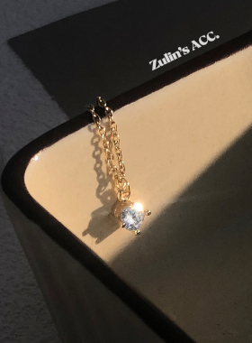 zulin's acc14K包真金级细项链镶钻锁骨链女士夏季防过敏叠戴A001