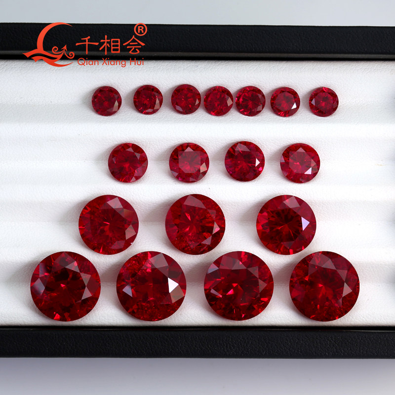 Synthetic pigeon blood ruby round with cotton wool