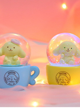 新款卡通杯子狗迷你水晶球发光
