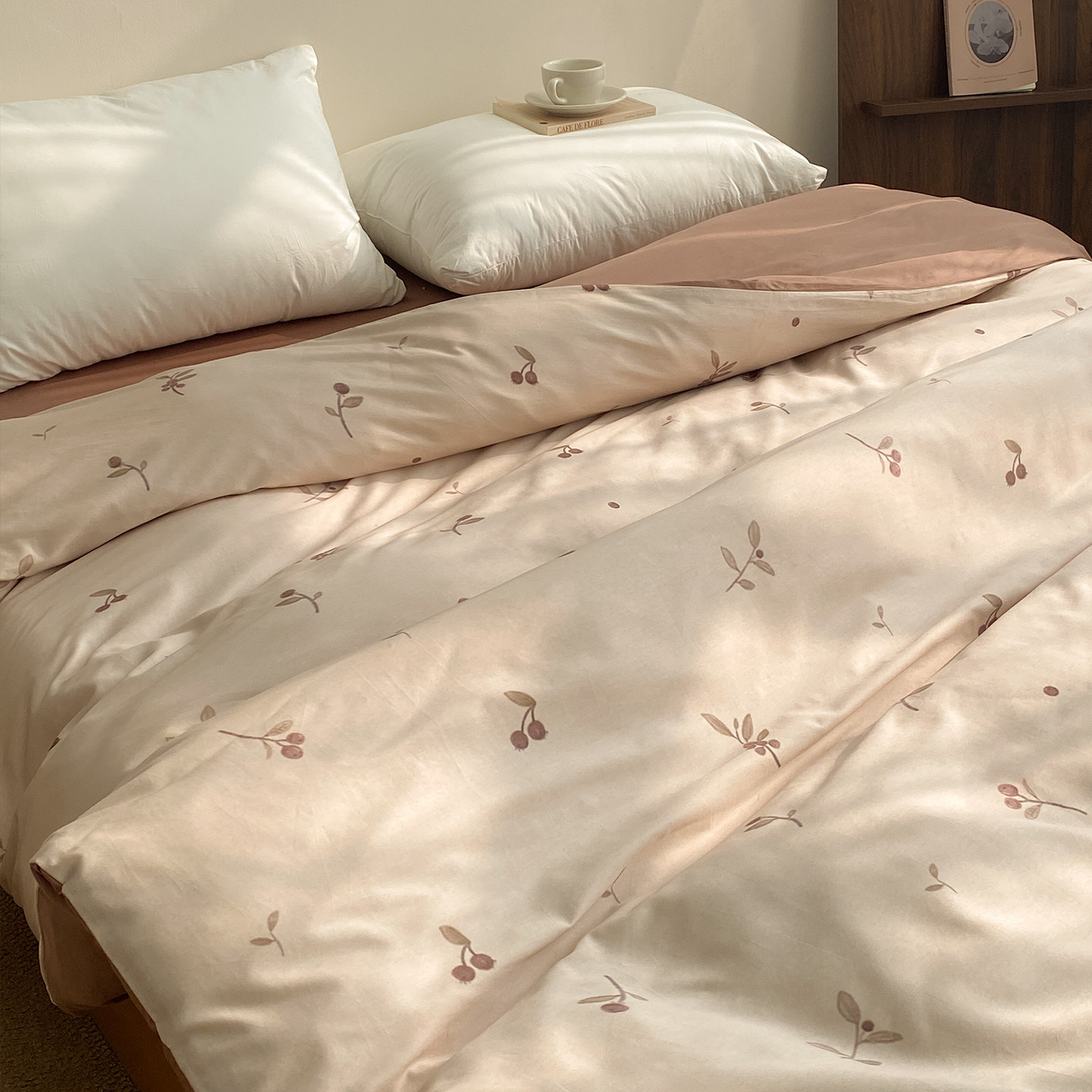 小果实 侘寂风原创60支全棉被套单人被芯罩长绒棉贡缎 温柔豆沙棕,淘宝优惠券,粉丝福利购,淘宝优惠卷