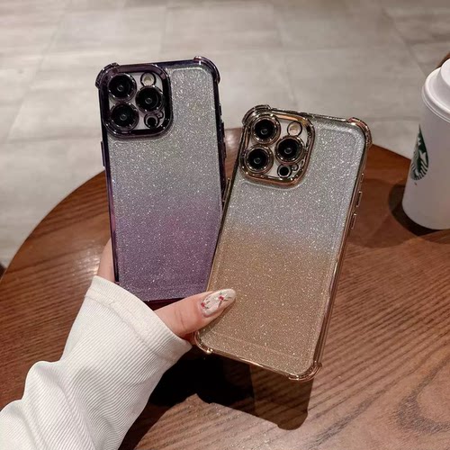 适用外贸荣耀Honor500 Smart/600Lite X8D X6C X5C X9D X7D四角防摔闪粉电镀手机壳NOVA13i 闪粉保护套批发 - 图0