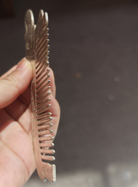 仿古做旧古玩工艺品藏银白铜复古大象吉祥如意女士足银梳子摆件