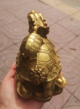 真铜纯铜龙龟摆件母子龟二代龙龟元宝金钱乌龟中式风水家居用品
