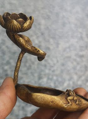 倒流香摆件青蛙池塘意境风实心铜