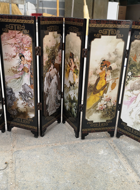 古代仕女图木质中式风桌面摆件