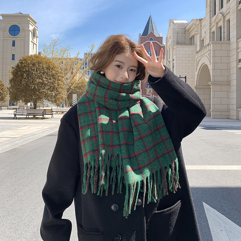 学院风围巾女秋冬季仿羊绒格子保暖情侣百搭韩版学生围脖加厚披肩,淘宝优惠券,粉丝福利购,淘宝优惠卷