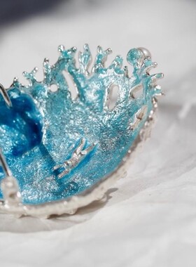 原创胸针手工贝壳珍珠蓝色吊坠