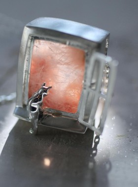 窗猫天然石项链原创设计意境孤品