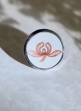 五折国风官窑古瓷纯银戒指