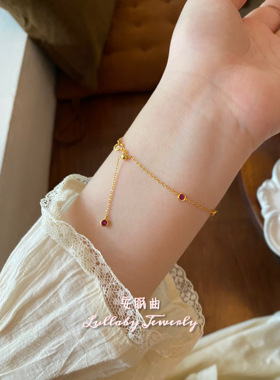 安眠曲s925纯银石榴石红宝石手链