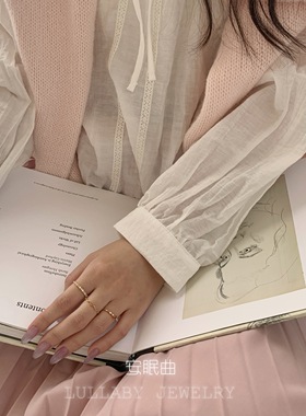 日式轻奢叠戴石榴红宝石戒指女