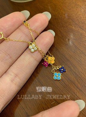 S925纯银锆石满天星四叶草手链