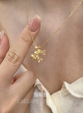 金店款！s925纯银蝴蝶结项链