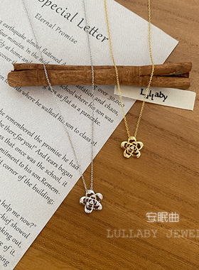 复活款！日系山茶花s925纯银项链