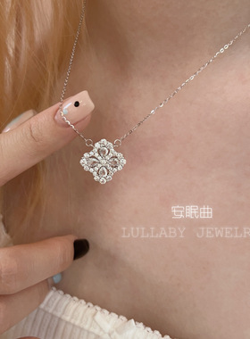 千金感～s925纯银满钻四叶草项链