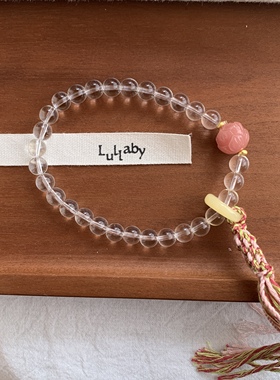 藏式编绳手串天然白水晶手链女