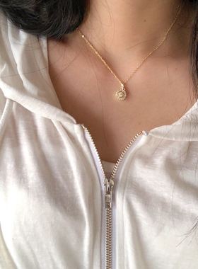 迷你神秘复古圆盘吊坠日系项链