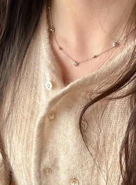 lullaby《热恋》s925纯银多颗爱心情人节红宝石项链女甜美锁骨链