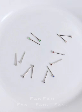 纯银满钻锆石超闪防过敏双耳洞