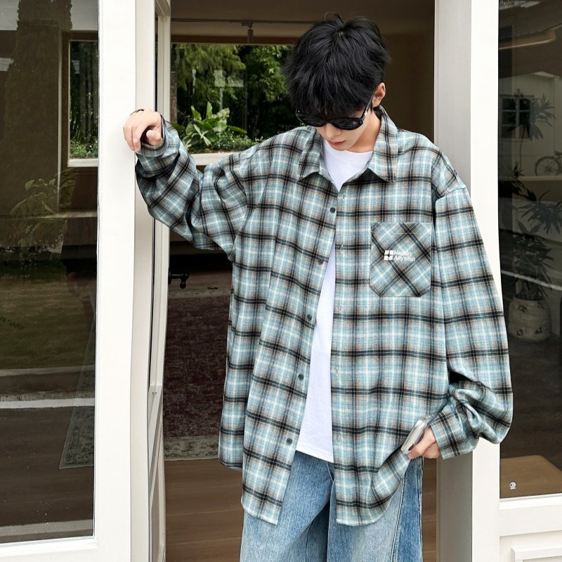 春款2026男大童磨毛棉布格子衬衫潮流初高中学生男孩时尚休闲衬衣,淘宝优惠券,粉丝福利购,淘宝优惠卷