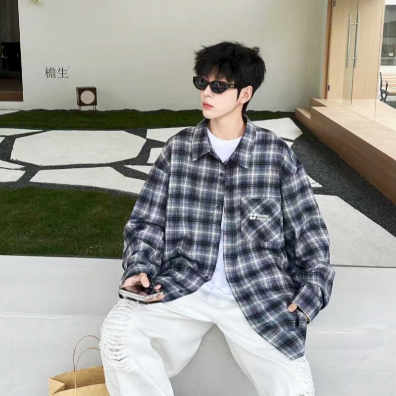 春款2026男大童磨毛棉布格子衬衫潮流初高中学生男孩时尚休闲衬衣,淘宝优惠券,粉丝福利购,淘宝优惠卷