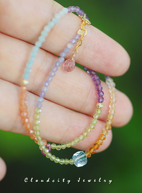 原创精致彩虹多宝双圈手链