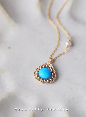 手作松石14K注金短项链兔年新品