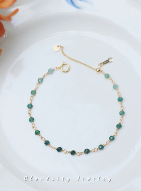 Cloudcity原创设计文艺气质叠戴搭配渐变翡翠串珠14K注金手作手链