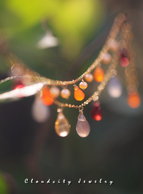 原创精致灰月光石榴石珍珠手链