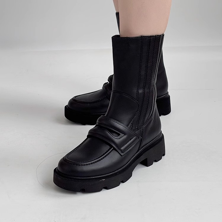 德国Gabor嘉宝嘉步女鞋秋冬新品时尚牛皮厚底高帮烟筒短靴32.754 - 图0