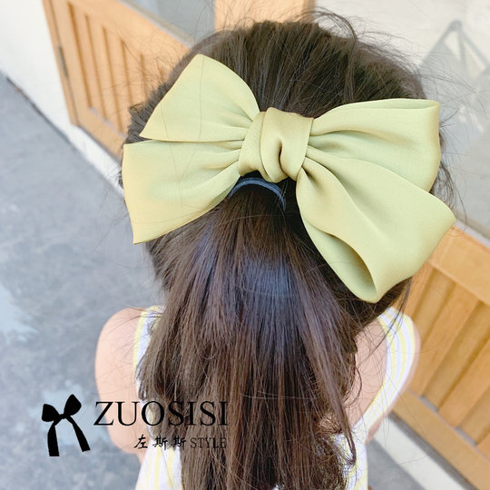 左斯斯红色韩国女童发饰新款发卡缎面蝴蝶结儿童公主头饰发夹