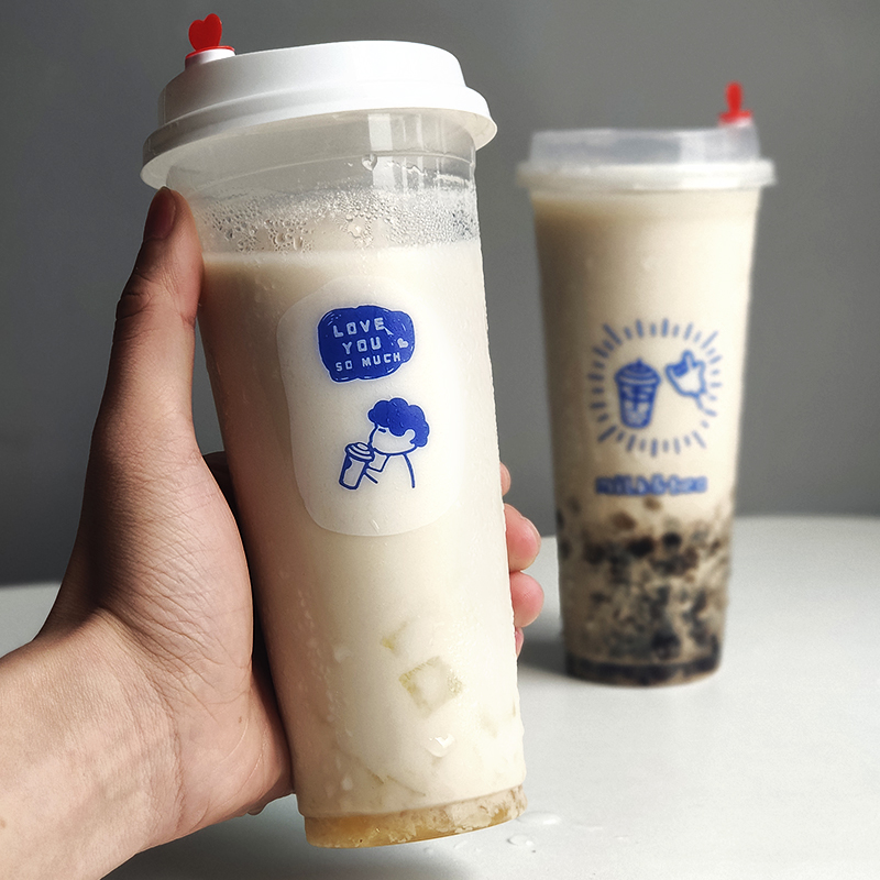 90口径吸塑奶茶杯透明一次性带盖500ml奶茶店商用注塑杯子毫升-图0